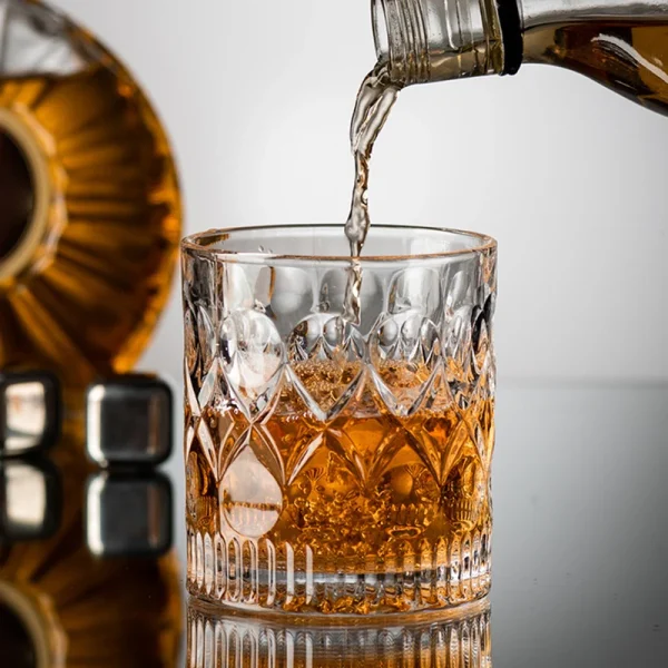 4pcs Wine Glasses Set 360ml Drinkware Glass Cups Bar Classical Crystal Glass Transparent Beer Cup Retro Solid Color Relief Cups 4