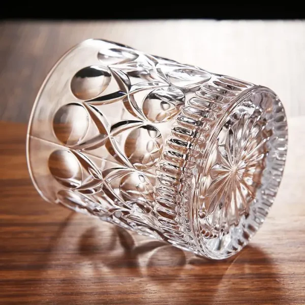 4pcs Wine Glasses Set 360ml Drinkware Glass Cups Bar Classical Crystal Glass Transparent Beer Cup Retro Solid Color Relief Cups 5