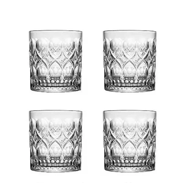 4pcs Wine Glasses Set 360ml Drinkware Glass Cups Bar Classical Crystal Glass Transparent Beer Cup Retro Solid Color Relief Cups 6