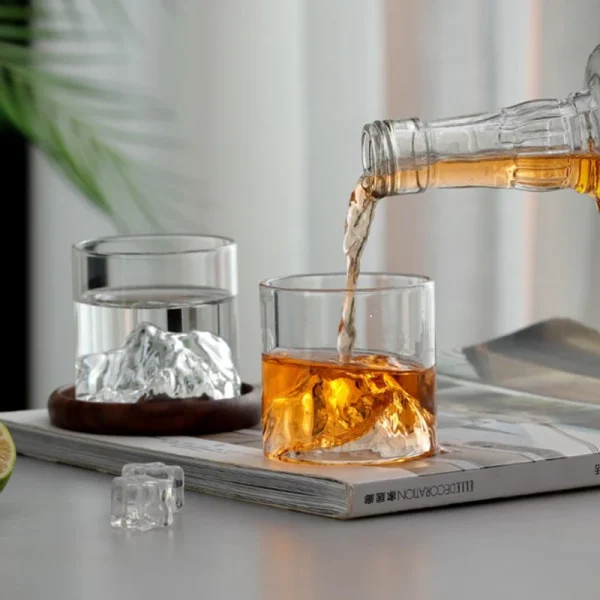 2pcs Set 170ml Transparent Fuji Mountain Whisky Glass Cup Whisky Beer Vodka Tea Spirits Glasses Creative Scenic Mug Drinkware 4