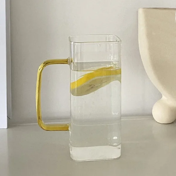 13oz 375ml Square Glass Mug Breakfast Milk Cup Transparent Beer Coffee Drinkware Glass with Handle Simplicity Household Tumblers 3