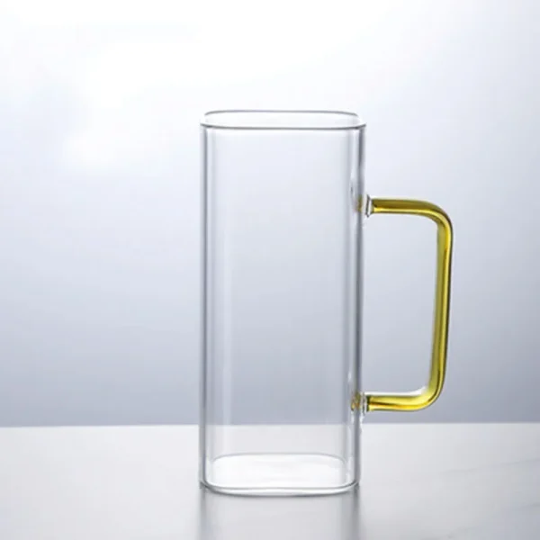13oz 375ml Square Glass Mug Breakfast Milk Cup Transparent Beer Coffee Drinkware Glass with Handle Simplicity Household Tumblers 5