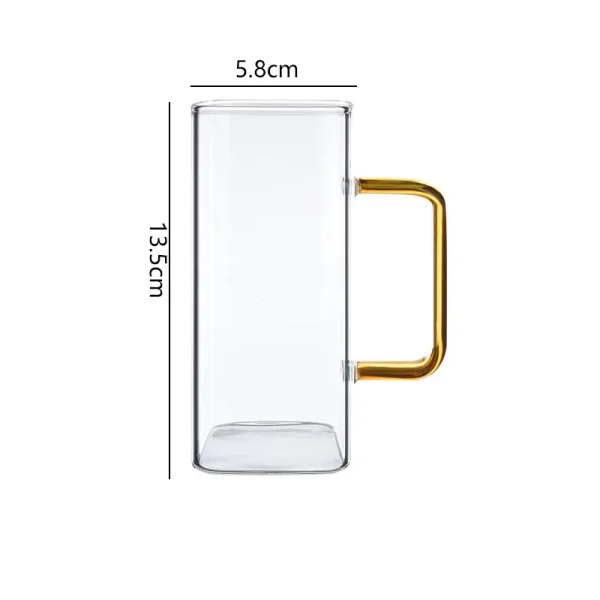 13oz 375ml Square Glass Mug Breakfast Milk Cup Transparent Beer Coffee Drinkware Glass with Handle Simplicity Household Tumblers 6