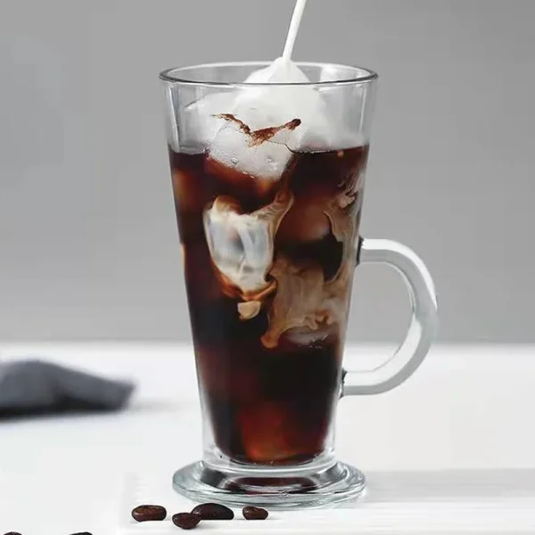 280ml 2pcs Set Iced Coffee Latte Cups Juice Milk Tea Milkshake Beverage Cups Creative Cocktail Glass with Handle Drinkware Cafe 5
