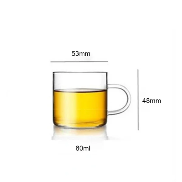80ml 2pcs Set Household Beer Glass Tea Tasting Mug Classic Heat Resistant Tea Cup with Handle Transparent Drinkware Coffee Cup 6
