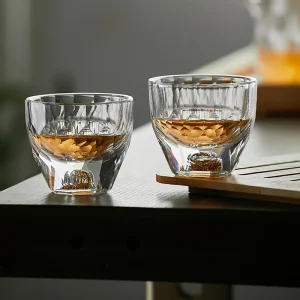 2pcs Set 50ml Glass Cups Crystal Diamond Painting Gold Foil Wine Glasses Luxury Sets Baijiu Cup Whiskey Shot Glass Drinkware 1