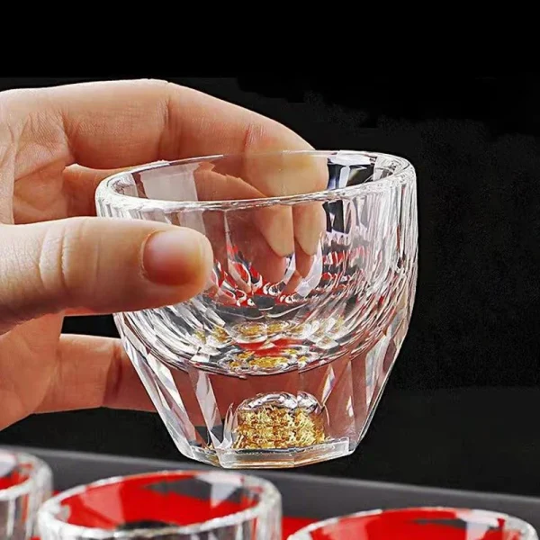 2pcs Set 50ml Glass Cups Crystal Diamond Painting Gold Foil Wine Glasses Luxury Sets Baijiu Cup Whiskey Shot Glass Drinkware 2