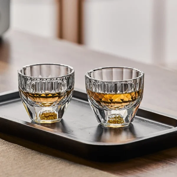 2pcs Set 50ml Glass Cups Crystal Diamond Painting Gold Foil Wine Glasses Luxury Sets Baijiu Cup Whiskey Shot Glass Drinkware 4