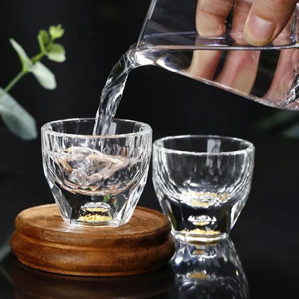 2pcs Set 50ml Glass Cups Crystal Diamond Painting Gold Foil Wine Glasses Luxury Sets Baijiu Cup Whiskey Shot Glass Drinkware 5