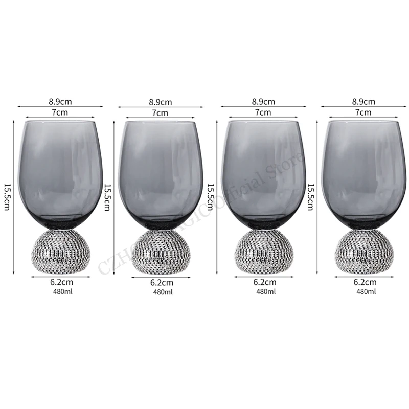 4Pcs Gray Wine Glass