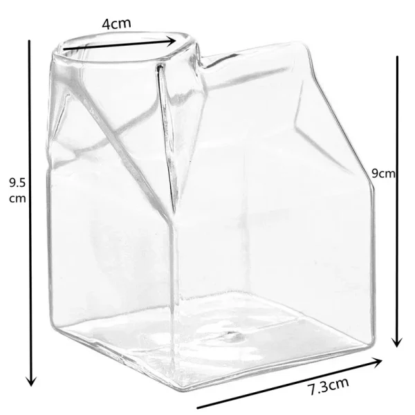 300ml Creative Transparent Milk Box Cup Milk Box Shape Glass Cups Bottle for Juice Cute CoffeeCupTea Drinkware Students Drink 6