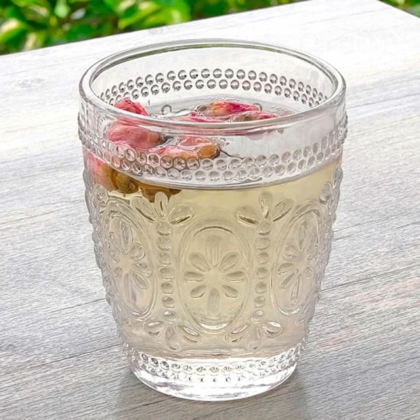 300ml 6pcs Set Sunflower Pattern Carved Wine Glass Transparent Drinkware Whiskey Cocktail Beer Glasses Water Cup 3