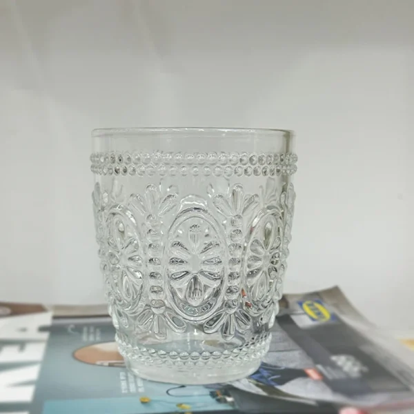 300ml 6pcs Set Sunflower Pattern Carved Wine Glass Transparent Drinkware Whiskey Cocktail Beer Glasses Water Cup 5