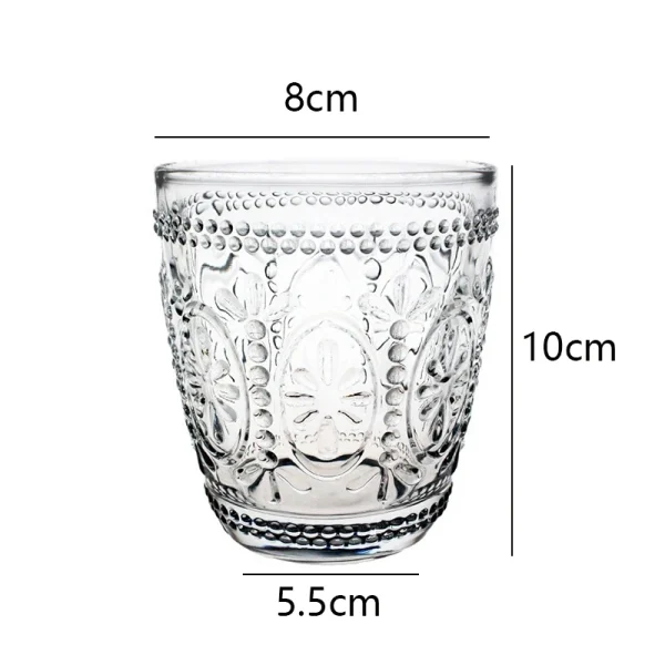 300ml 6pcs Set Sunflower Pattern Carved Wine Glass Transparent Drinkware Whiskey Cocktail Beer Glasses Water Cup 6