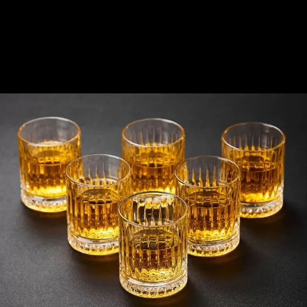 6pcs Set Diamond Painting Glass Spirits Cup Wine Glass Cup Whiskey Engraved Goblet Home Bar Drinkwares Transparent Wedding Gifts 1