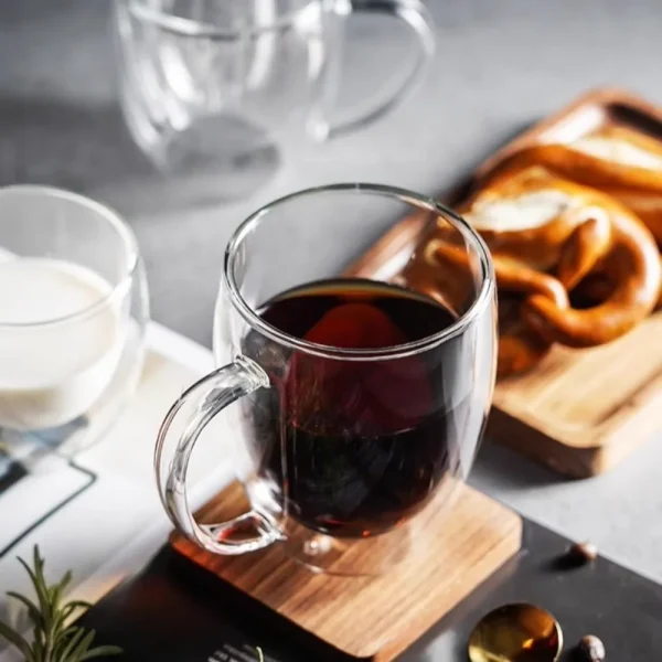 250ml/350ml/450ml with Handle Double Layer Glass Cup High Borosilicate Glass Drinkware Transparent Coffee Cup Heat Resistant 4