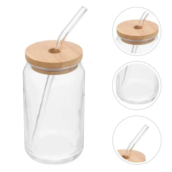 1PC Straw Glass Cup 350/550ml Transparent Water Juice Glass Beer Can Milk Coffee Mug Drinkware Kitchen Accessories 3