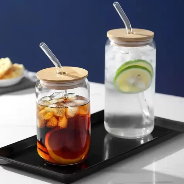 1PC Straw Glass Cup 350/550ml Transparent Water Juice Glass Beer Can Milk Coffee Mug Drinkware Kitchen Accessories 6
