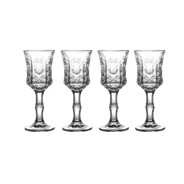 100ml 4pcs Set Transparent Drinkware Champagne Glass Vintage Carved High Footed Cup Cocktail Glass Restaurant Party Red Wine Mug 5