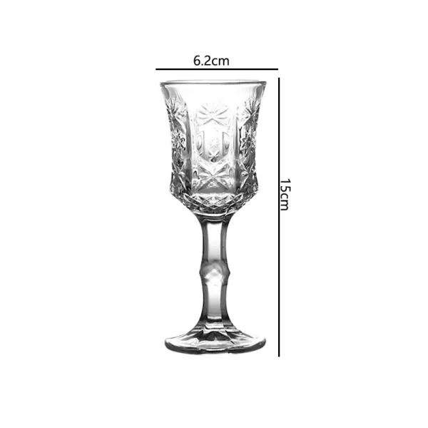 100ml 4pcs Set Transparent Drinkware Champagne Glass Vintage Carved High Footed Cup Cocktail Glass Restaurant Party Red Wine Mug 6