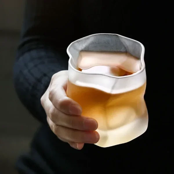 Creativity Irregular Shape Whiskey Glasses Ice Pattern Fold Paper Crystal Whisky Beer Wine Glass Drinkware Wine Glass Set 2