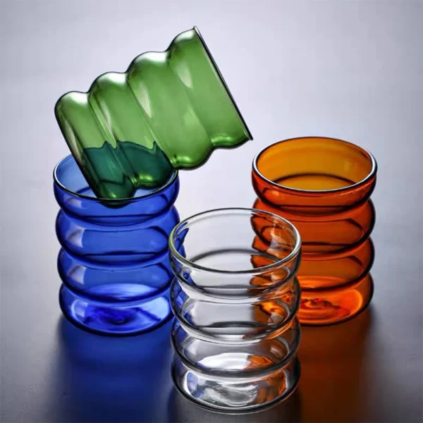300ml Wave Shape Glass Cup Water Bottle Heat-resistant Beer Drinkware Tea Mug Coffee Juice Milk Tea Home Kitchen Supply 3