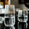 Japanese Gold Silm Vertical Grain Glass Cup 450/520MLHeat-Resistant Household Simple Cups for Cofffee Milk Juice Bar Drinkware 1