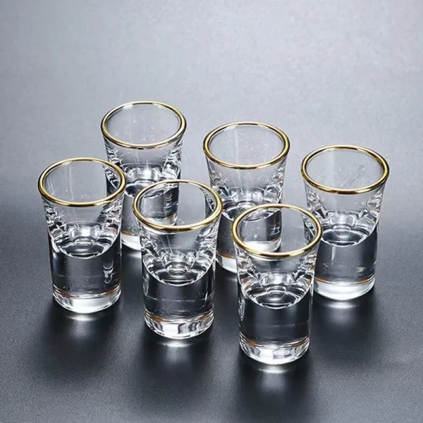 6pcs Glass Mini Capacity Golden Edge Shot Glass Cups Wine Glass Set Wine Cup Creative Gifts Transparent Drinkware Wine Dispenser 1