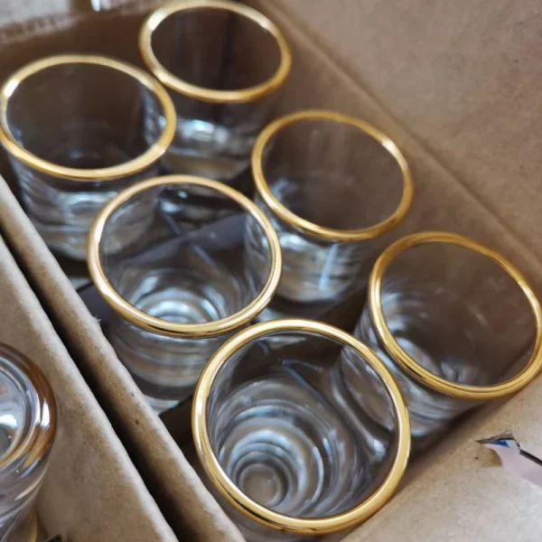 6pcs Glass Mini Capacity Golden Edge Shot Glass Cups Wine Glass Set Wine Cup Creative Gifts Transparent Drinkware Wine Dispenser 4