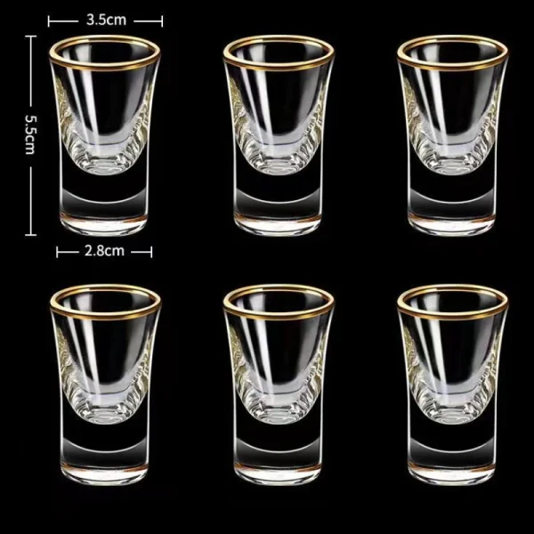6pcs Glass Mini Capacity Golden Edge Shot Glass Cups Wine Glass Set Wine Cup Creative Gifts Transparent Drinkware Wine Dispenser 5