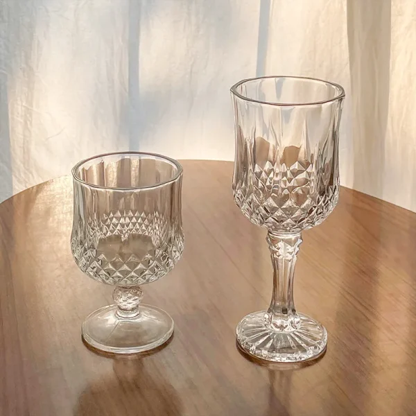 Wineglasses Goblet Transparent Glass for Home Restaurant Bar Juice Mugs Diamond High Foot Cup Drink Cups Drinkware Water Cups 5