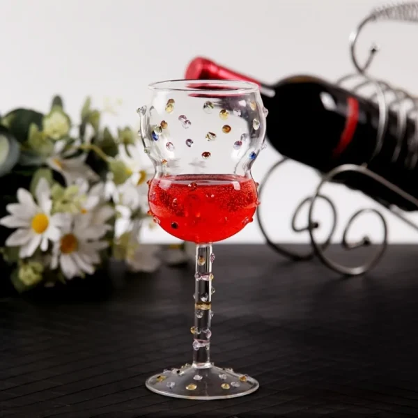 1pc 280ml Goble Colorful Studded Wine Glass Embossed Dots Champagne Glass for Whisky Cocktail Drinkware Gift Cocktail Glass 3