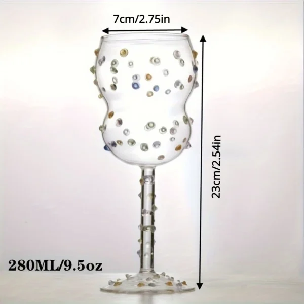 1pc 280ml Goble Colorful Studded Wine Glass Embossed Dots Champagne Glass for Whisky Cocktail Drinkware Gift Cocktail Glass 6