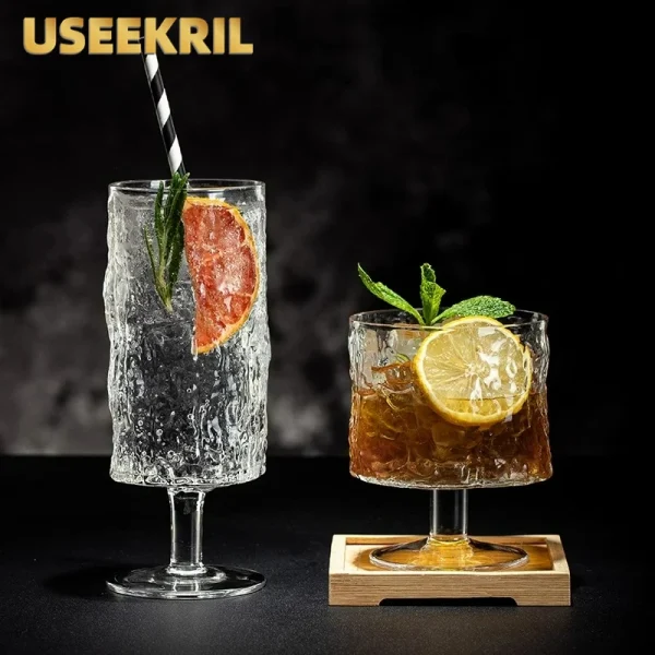 Japanese Style Tree Pattern Glass Goblet Creative Cocktail Glasses Cups Long Drinking Juice Water Cup Drinkware Bar Accessories 1