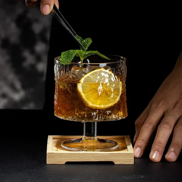 Japanese Style Tree Pattern Glass Goblet Creative Cocktail Glasses Cups Long Drinking Juice Water Cup Drinkware Bar Accessories 2