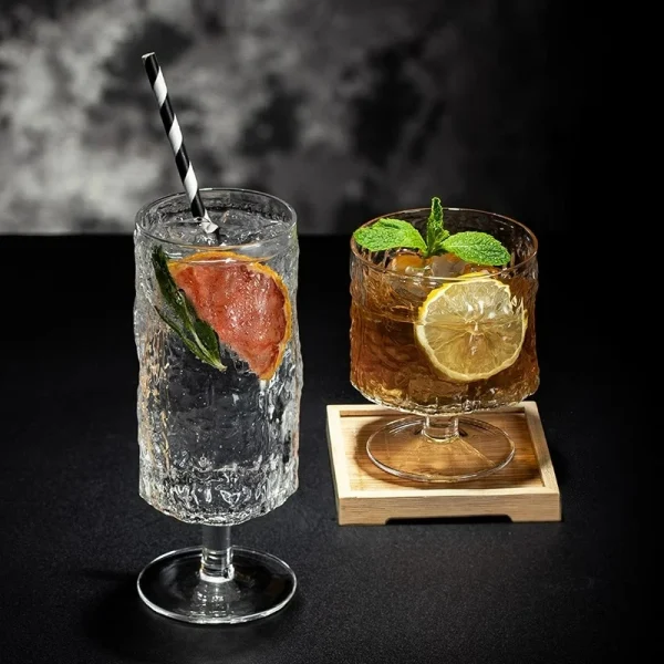 Japanese Style Tree Pattern Glass Goblet Creative Cocktail Glasses Cups Long Drinking Juice Water Cup Drinkware Bar Accessories 3