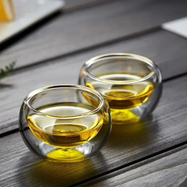 4/6pcs 50ml Shot Glass Teacups Double Wall Glasses Tea Cups Exquisite Kung Fu Drinkware Home Decor Espresso Tea Set Teacup 3