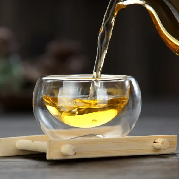 4/6pcs 50ml Shot Glass Teacups Double Wall Glasses Tea Cups Exquisite Kung Fu Drinkware Home Decor Espresso Tea Set Teacup 4
