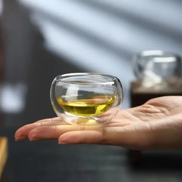 4/6pcs 50ml Shot Glass Teacups Double Wall Glasses Tea Cups Exquisite Kung Fu Drinkware Home Decor Espresso Tea Set Teacup 5