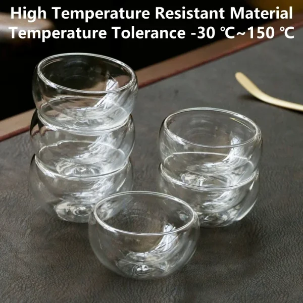 4/6pcs 50ml Shot Glass Teacups Double Wall Glasses Tea Cups Exquisite Kung Fu Drinkware Home Decor Espresso Tea Set Teacup 6