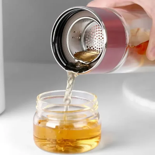NEW Tea Water Bottle High Borosilicate Glass Double Layer Tea Water Cup Infuser Tumbler Drinkware Water Bottle With Tea Filter 2