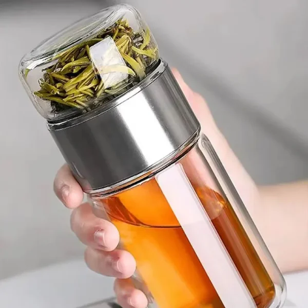 NEW Tea Water Bottle High Borosilicate Glass Double Layer Tea Water Cup Infuser Tumbler Drinkware Water Bottle With Tea Filter 3