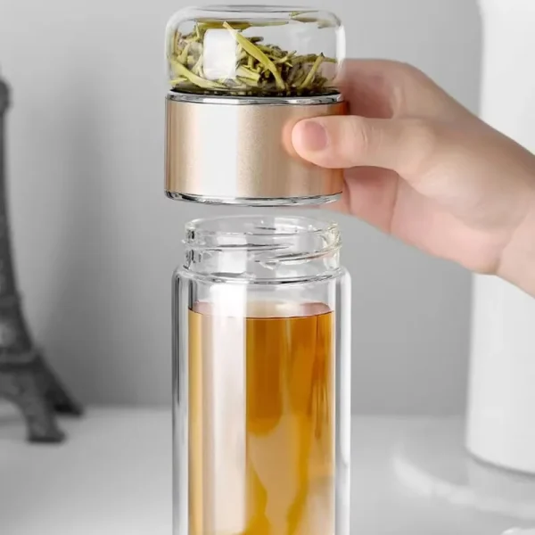 NEW Tea Water Bottle High Borosilicate Glass Double Layer Tea Water Cup Infuser Tumbler Drinkware Water Bottle With Tea Filter 5