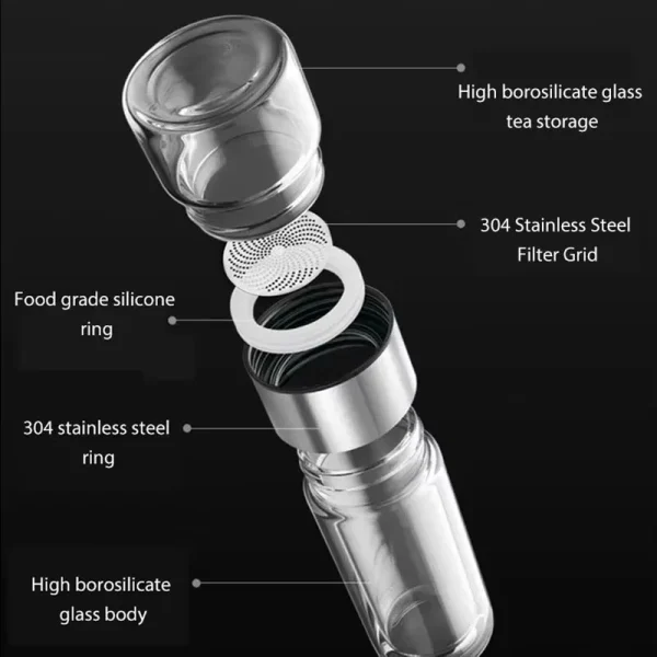 NEW Tea Water Bottle High Borosilicate Glass Double Layer Tea Water Cup Infuser Tumbler Drinkware Water Bottle With Tea Filter 6