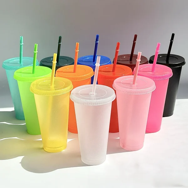 10pcs Bulk Wholesale Plastic Cups Tumblers Reusable Large Water Bottle Cold Mug Summer Drinkware Color Changing Cups BPA FREE 1