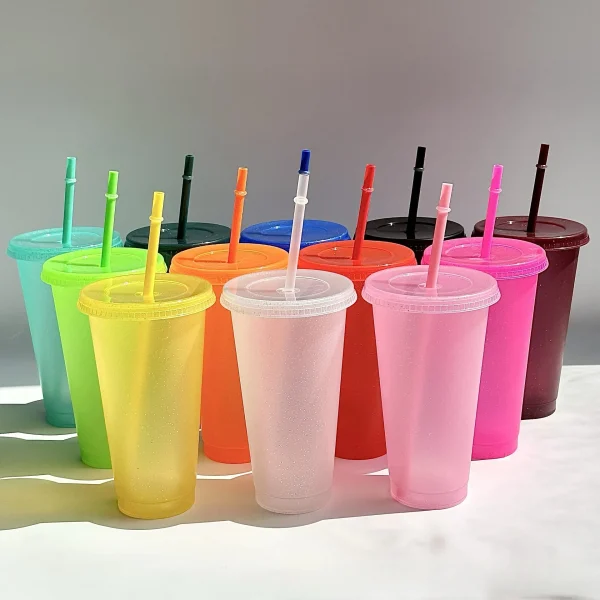 10pcs Bulk Wholesale Plastic Cups Tumblers Reusable Large Water Bottle Cold Mug Summer Drinkware Color Changing Cups BPA FREE 2