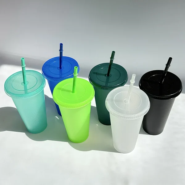 10pcs Bulk Wholesale Plastic Cups Tumblers Reusable Large Water Bottle Cold Mug Summer Drinkware Color Changing Cups BPA FREE 4