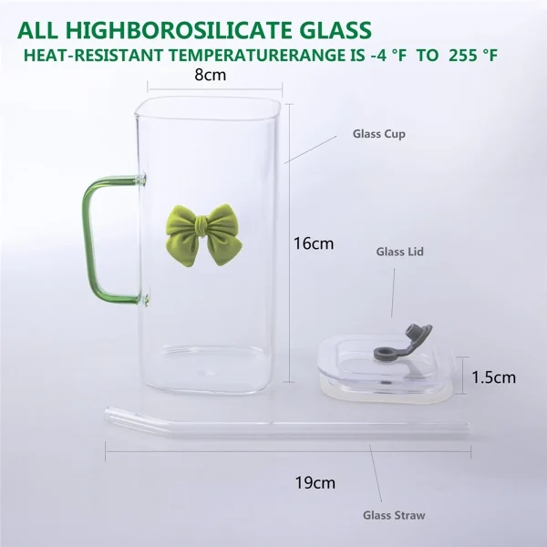 Transparent Glass Tea Cup 750ML Coffee Mugs Glasses with Straw Lid For Milk Juice Drinking Water Drinkware Home Glassware Set 컵 5