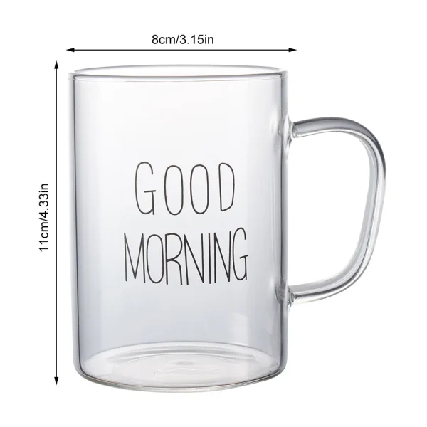 Creative Glass Coffee Tea Mug Drinks Cute Letter Dessert Breakfast Milk Cup Glass Mugs Handle Drinkware with Handle 400ML 6