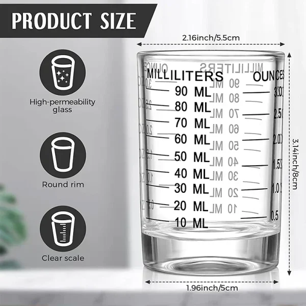 Whiskey Wine Glass, Home Drinkware, Espresso Shot Glass, Novelty Design, Round Shaped, One shot Glass, 90ml 3